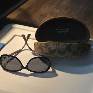 Coach Black and Brown Sunglasses with Case